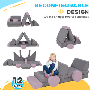 Canapé de jeu modulaire 12 pièces pour enfants, gris