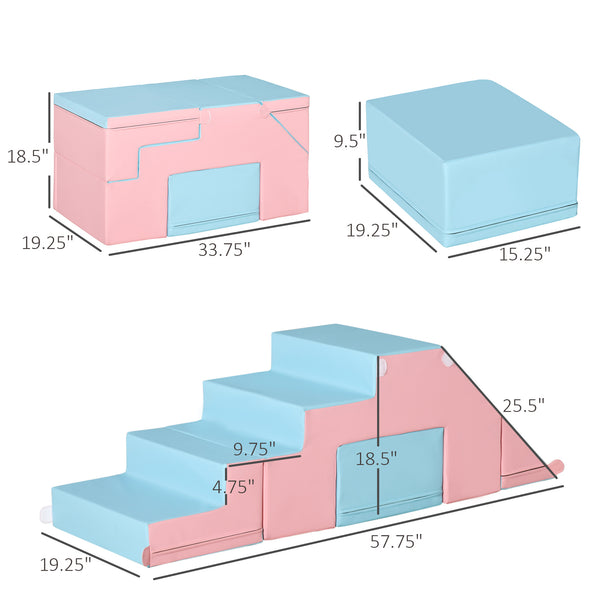 Ensemble de jeu 2 pièces en mousse pour enfants, bleu/rose