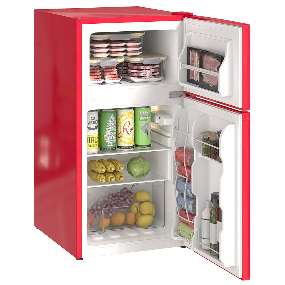 Réfrigérateur compact 3,2 pi³, mini-réfrigérateur avec congélateur, étagères réglables et portes réversibles, rouge
