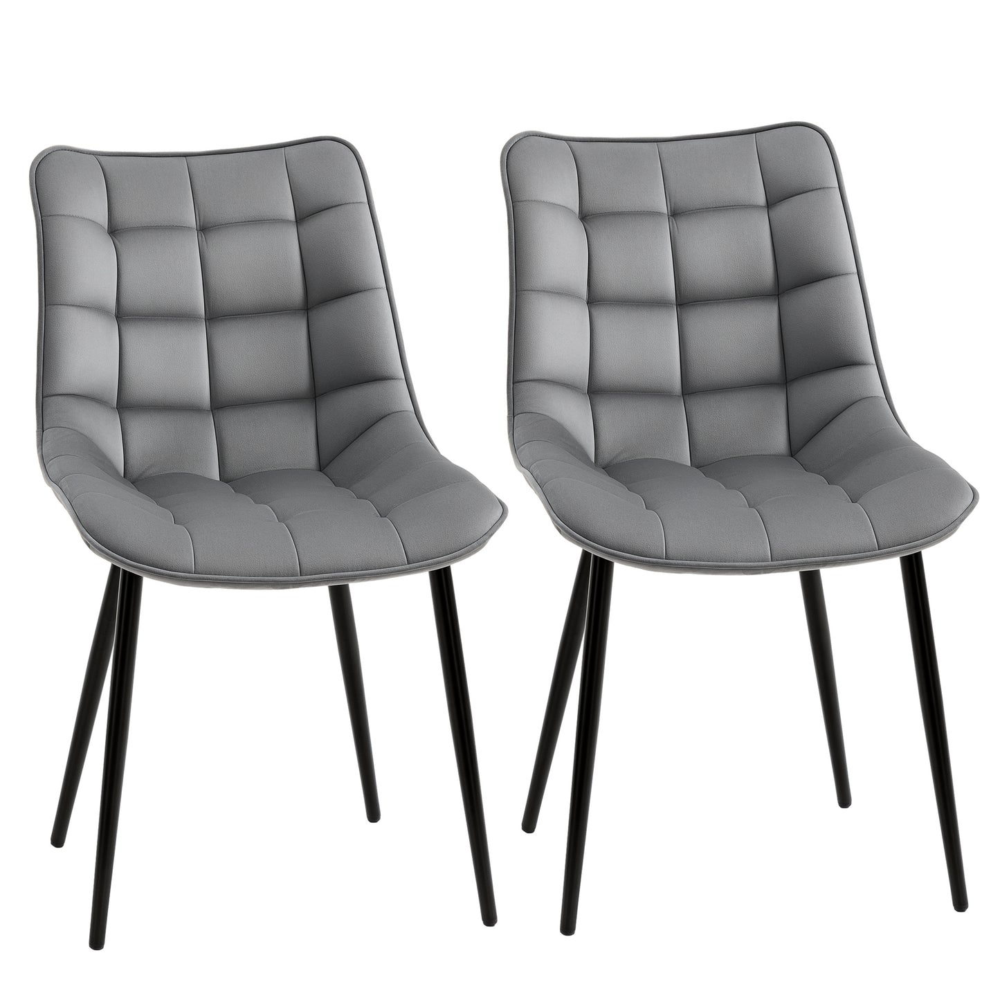 Lot de 2 chaises de salle à manger rembourrées, gris