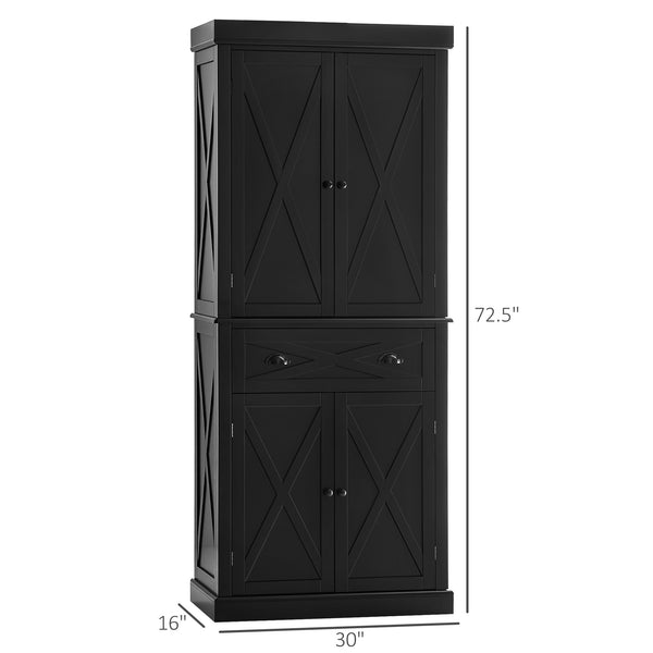 Meuble de rangement avec 4 portes, tiroir et étagères réglables, noir