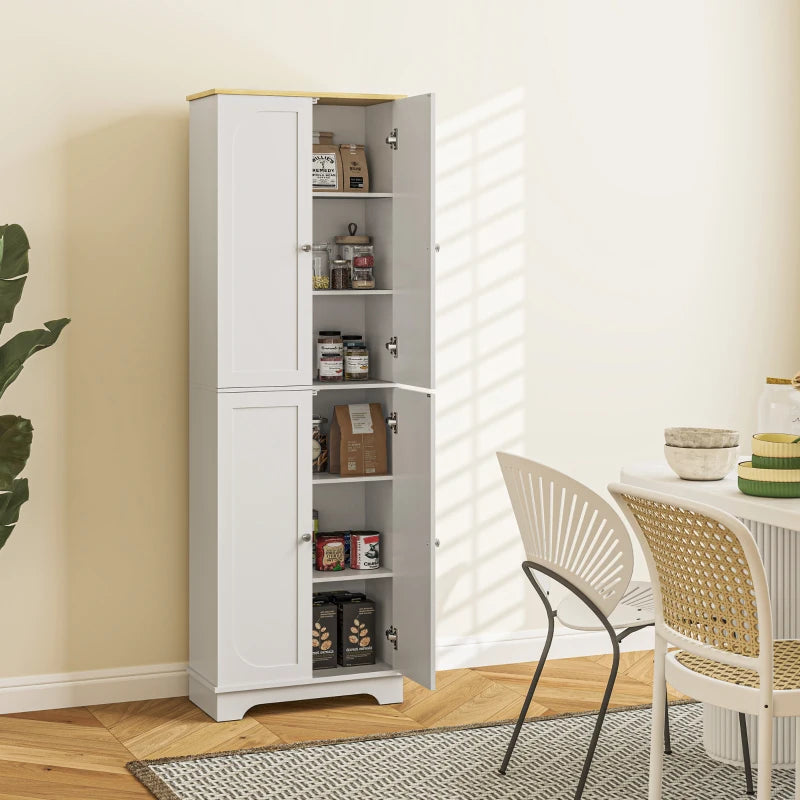 Armoire de rangement de 183 cm de haut, avec étagères réglables, 4 portes, blanc