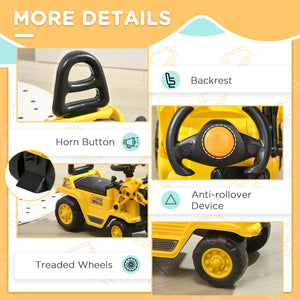 Forklift bulldozer with horn, steering wheel, storage, yellow