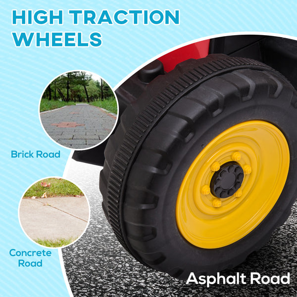 12V tractor with trailer and remote control, red
