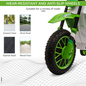 12V Electric Motorcycle with Training Wheels, Green