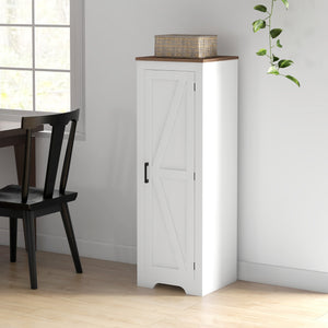 Armoire d'appoint de style ferme avec étagère réglable, blanc