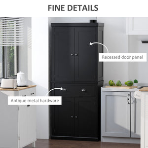 Armoire de cuisine haute avec tiroir et étagères réglables, noir