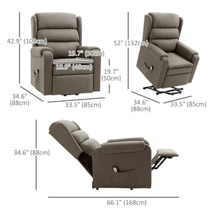 Fauteuil releveur pour personnes âgées avec repose-pieds et poches latérales, marron