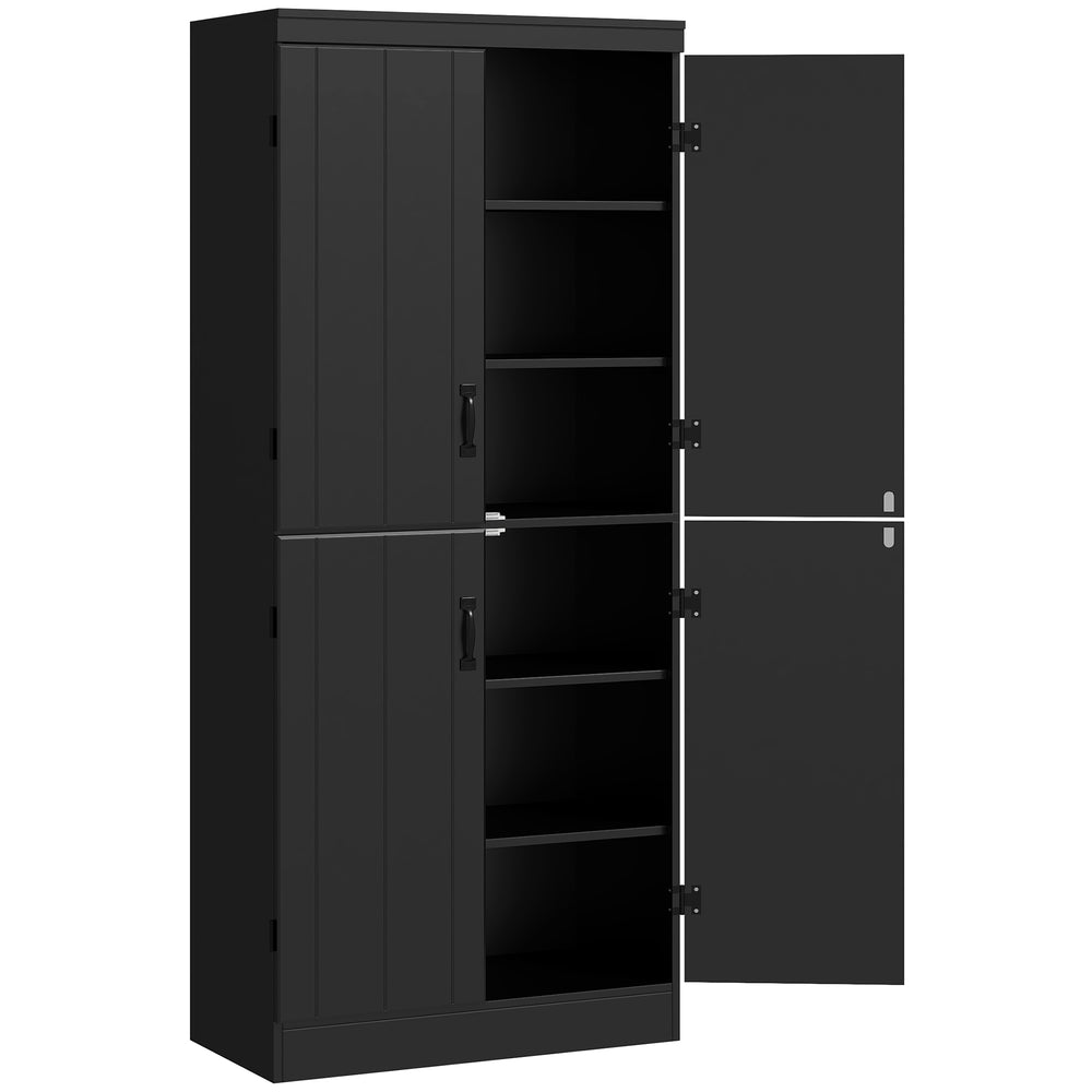 Meuble de rangement 4 portes avec étagères réglables, noir