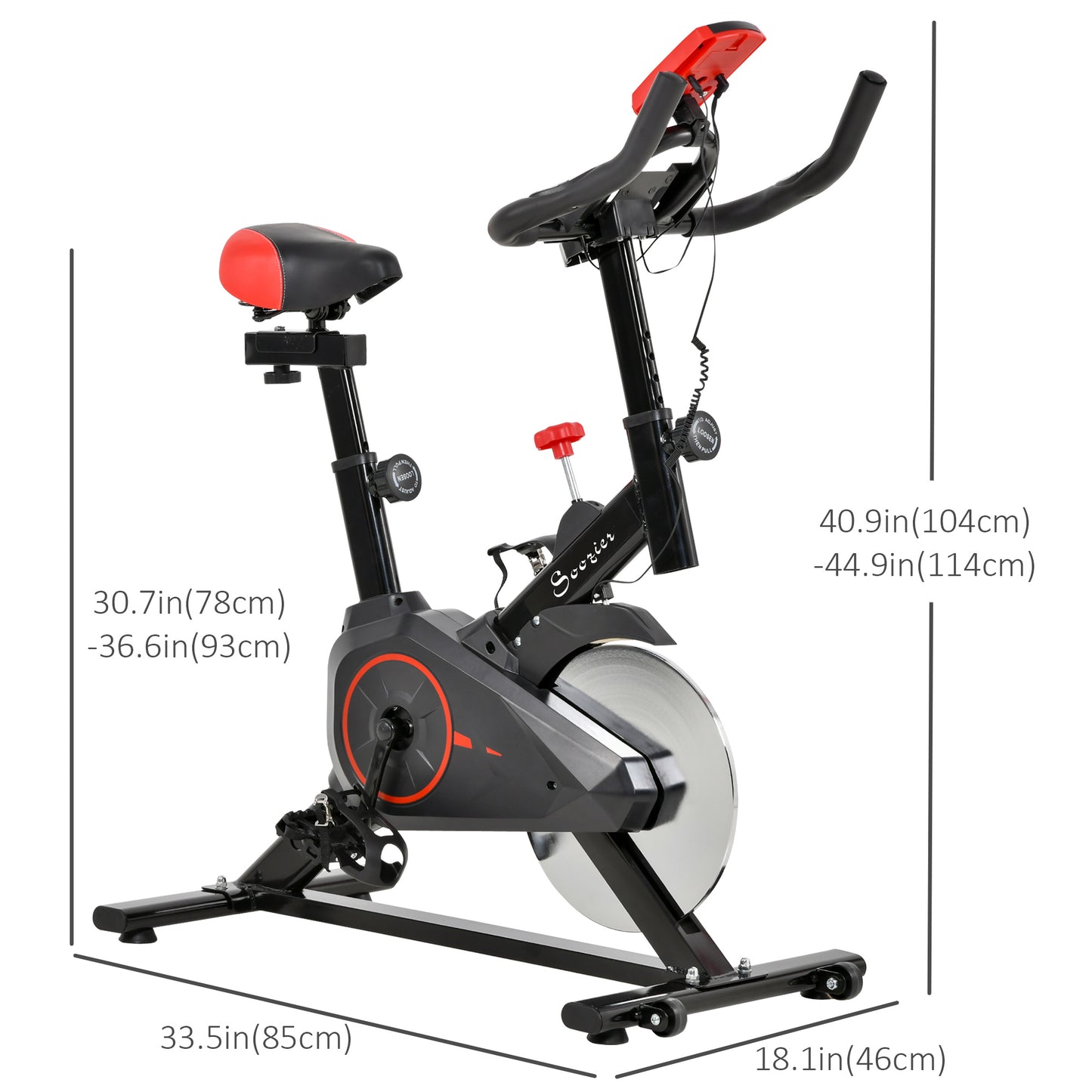 Vélo d'appartement vertical à résistance magnétique avec écran LCD, résistance réglable et coussin d'assise confortable