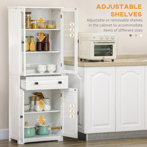 Armoire de cuisine avec étagères réglables, blanc