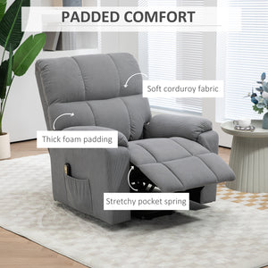 Fauteuil releveur pour seniors en microfibre avec télécommande, gris