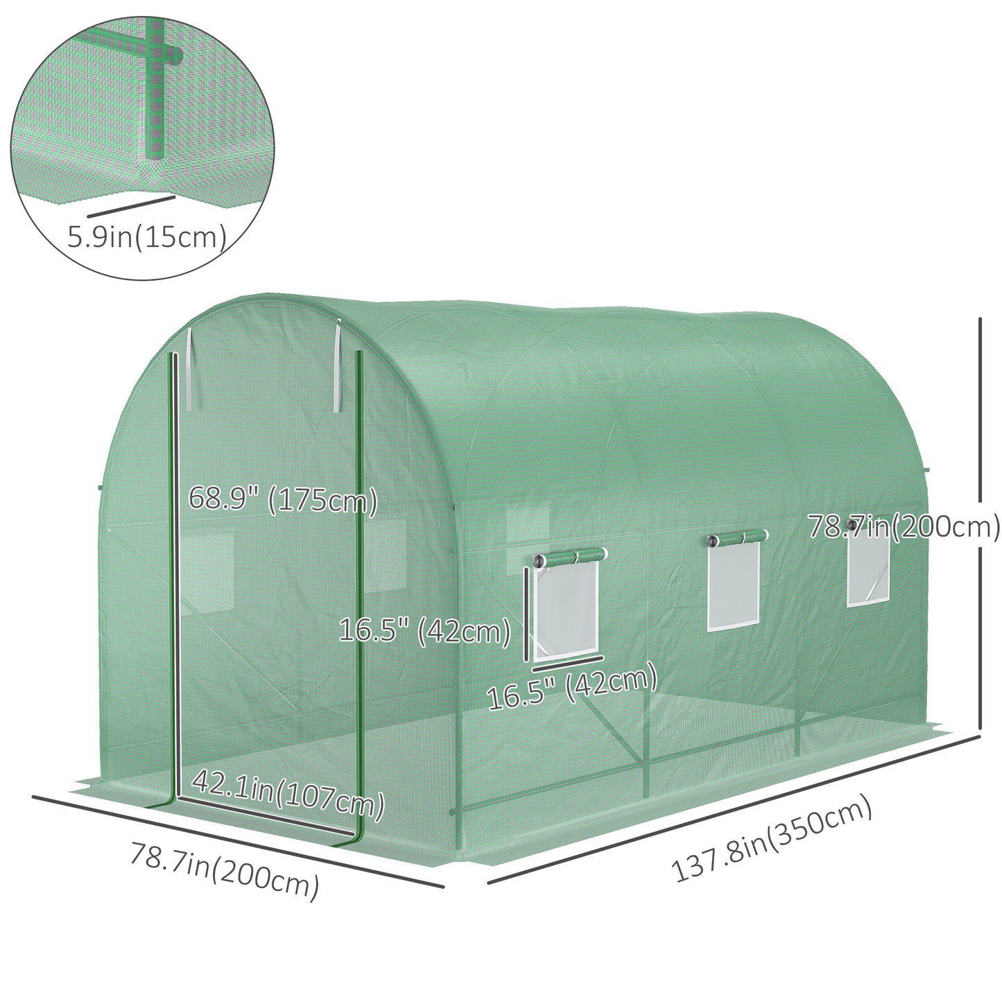 Outsunny Outdoor Plant Grow Tunnel: 11.5 x 6.6 Warm Greenhouse with Roll-Up Door