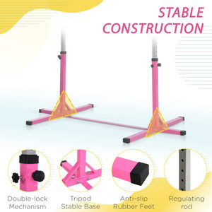 Barre de gymnastique professionnelle pour enfants, rose