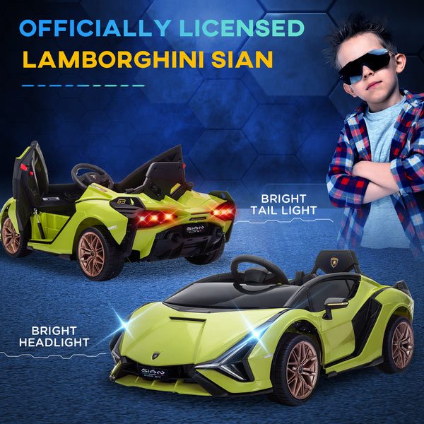 12V electric Lamborghini with parental remote control, green