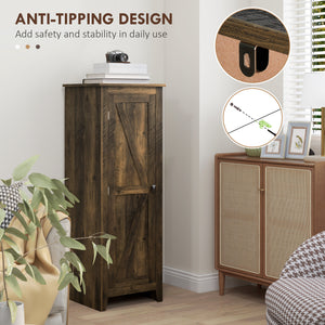 Meuble de rangement avec porte de grange et avec étagères réglables, marron