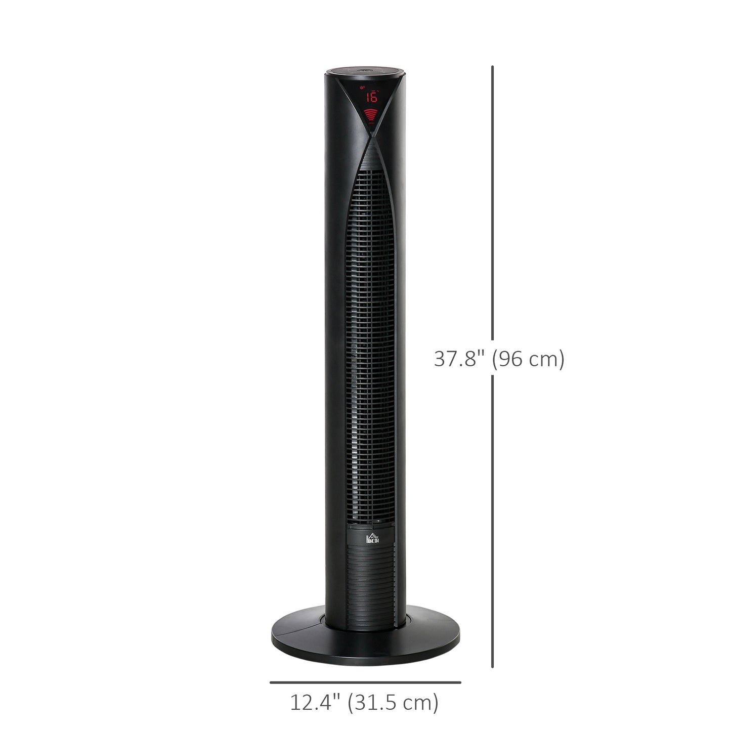 Ventilateur tour autonome avec 3 vitesses, minuterie 12 h, oscillant, panneau de capteur LED, télécommande, noir