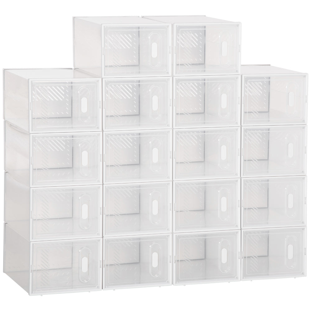 Lot de 18 boîtes de rangement pour chaussures en plastique transparent avec ouverture frontale empilable