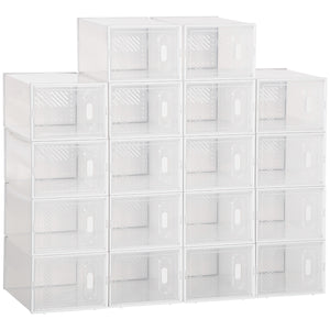 Lot de 18 boîtes de rangement pour chaussures en plastique transparent avec ouverture frontale