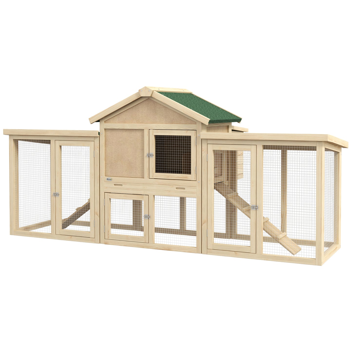 PawHut Wooden Chicken Coop, Large Outdoor Garden Hutch with Nest Box, Run, Ramp and Drawer