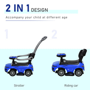 Voiture à pousser pour bambin 2 en 1, bleu