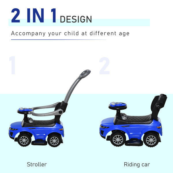 Voiture à pousser pour bambin 2 en 1, bleu