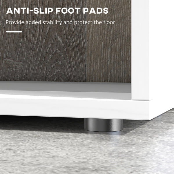 Bibliothèque géométrique en bois à 5 niveaux , blanc