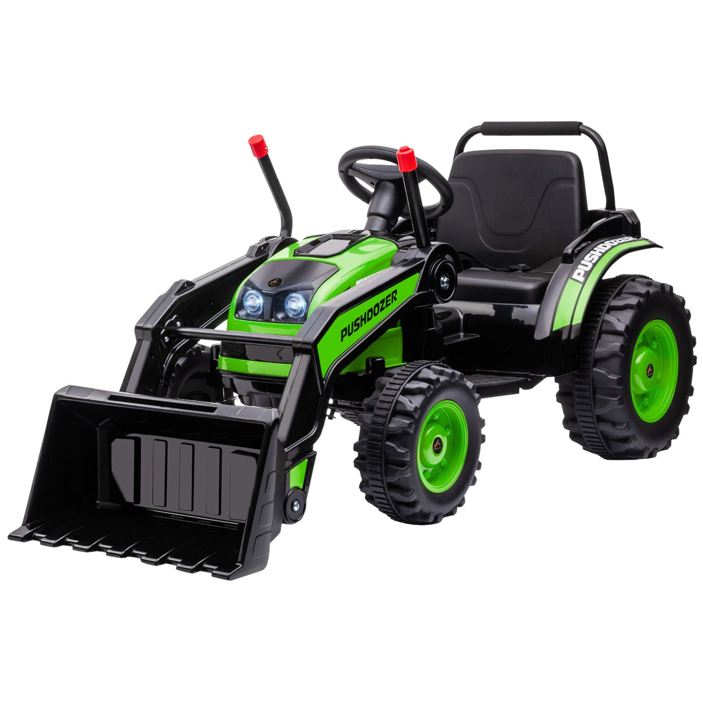 6 Volt Battery Powered Kids Tractor, Ride-On Excavator, Music, Front Headlight, Reverse, Green