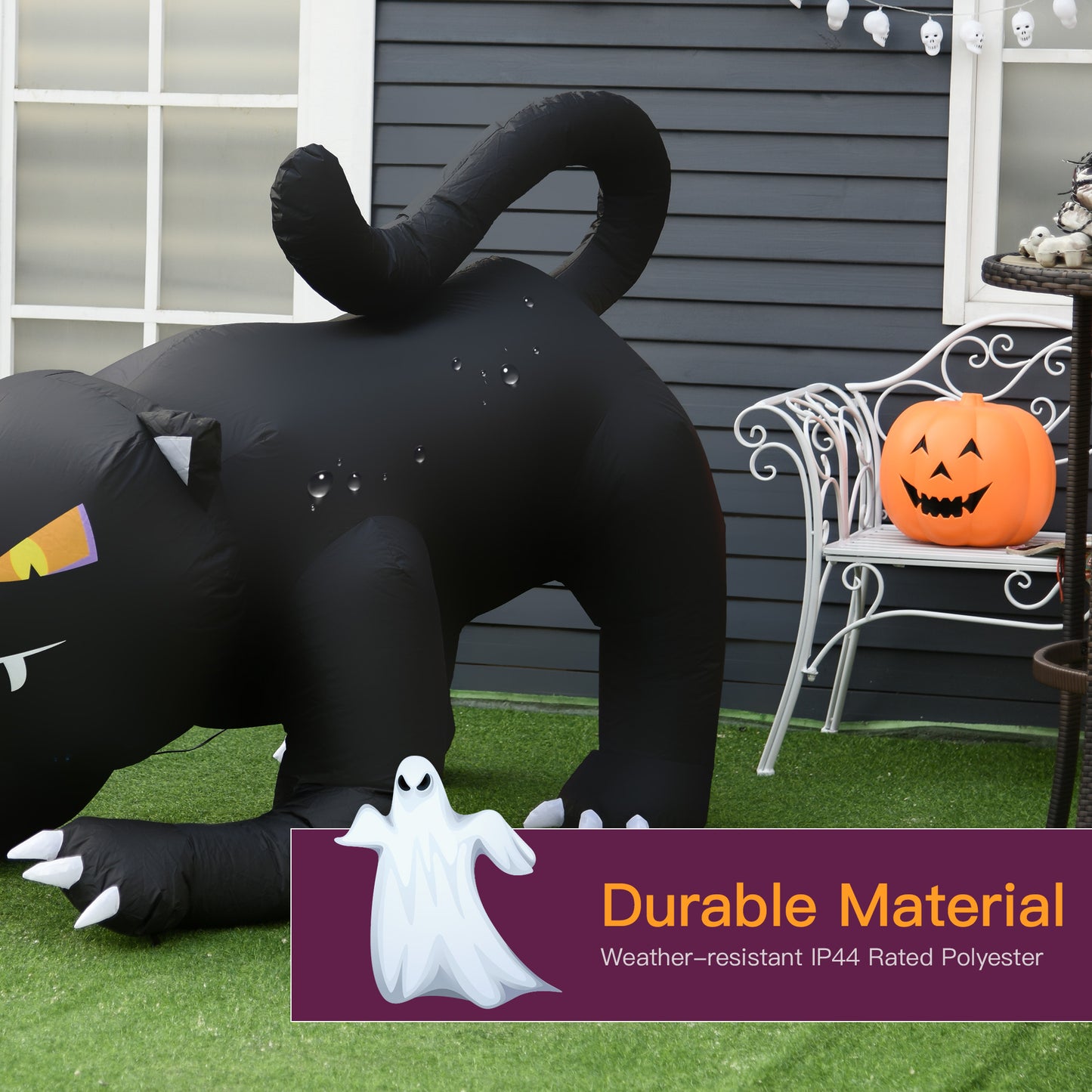 Chat noir gonflable d'Halloween de 1,2 m de haut soufflée à l'air