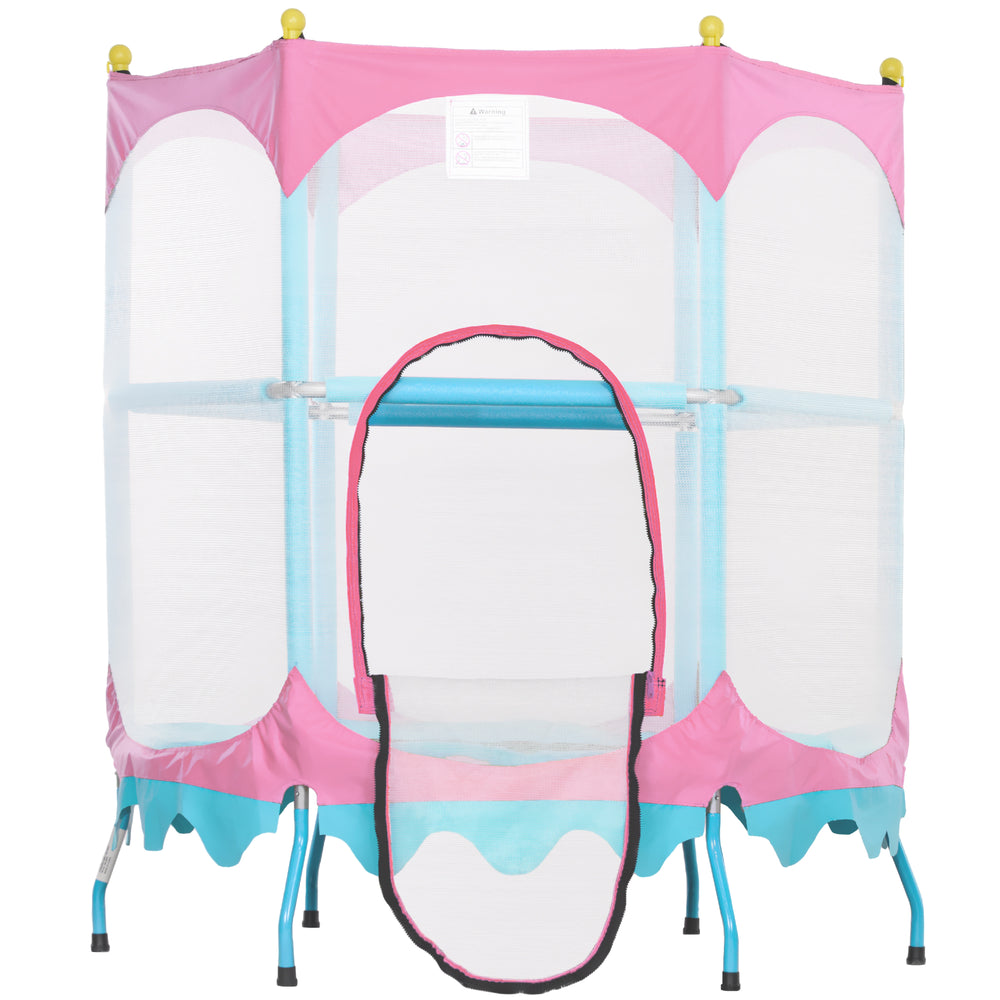 1.4m Trampoline with Handlebar and Safety Net, Pink