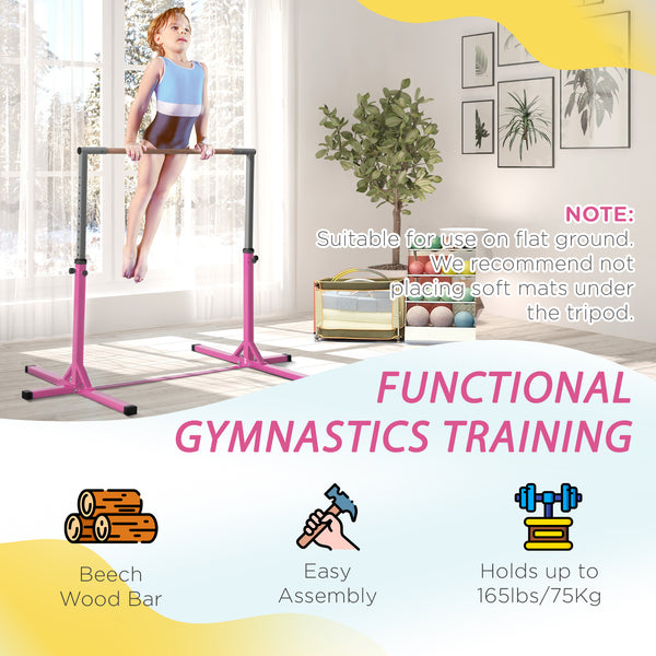 Barre de gymnastique professionnelle pour enfants, rose