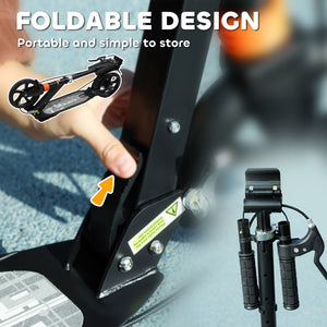 Trottinette pliable, 4 hauteurs réglables, double frein et absorption des chocs, noire