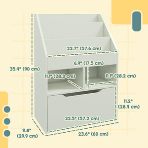 Bibliothèque avec tiroir de rangement pour livres, vert