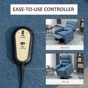 Fauteuil releveur inclinable électrique avec repose-pieds, bleu