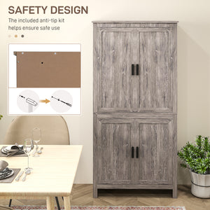 Meuble de rangement avec 4 portes et 3 étagères réglables, gris anthracite