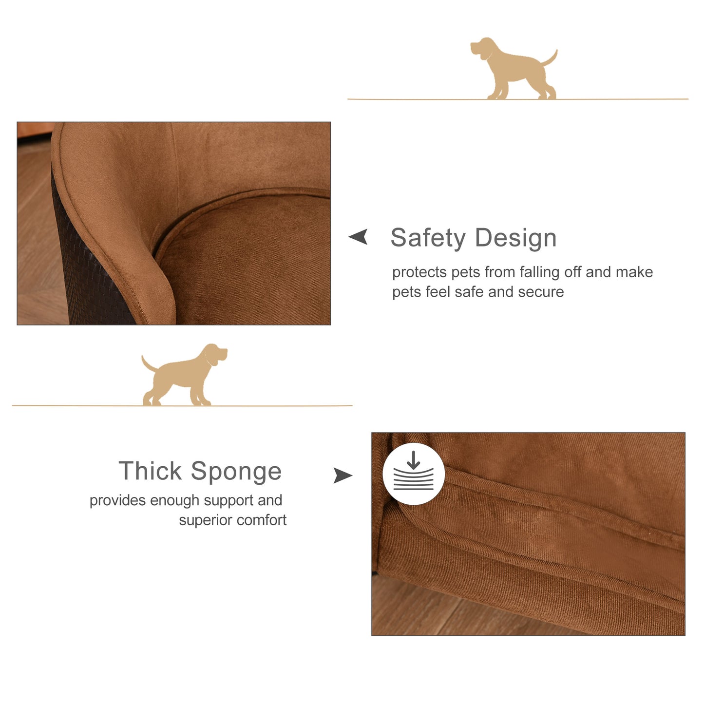 Canapé surélevé pour chien avec coussin amovible et lavable