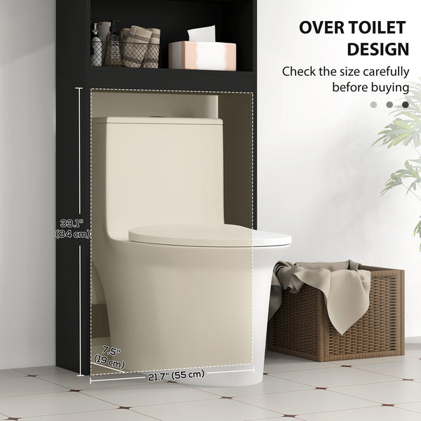 Modern Bathroom Cabinet with Barn Doors and Open Shelf, Black