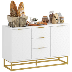 Meuble de rangement avec portes, étagères réglables, pieds en métal, blanc