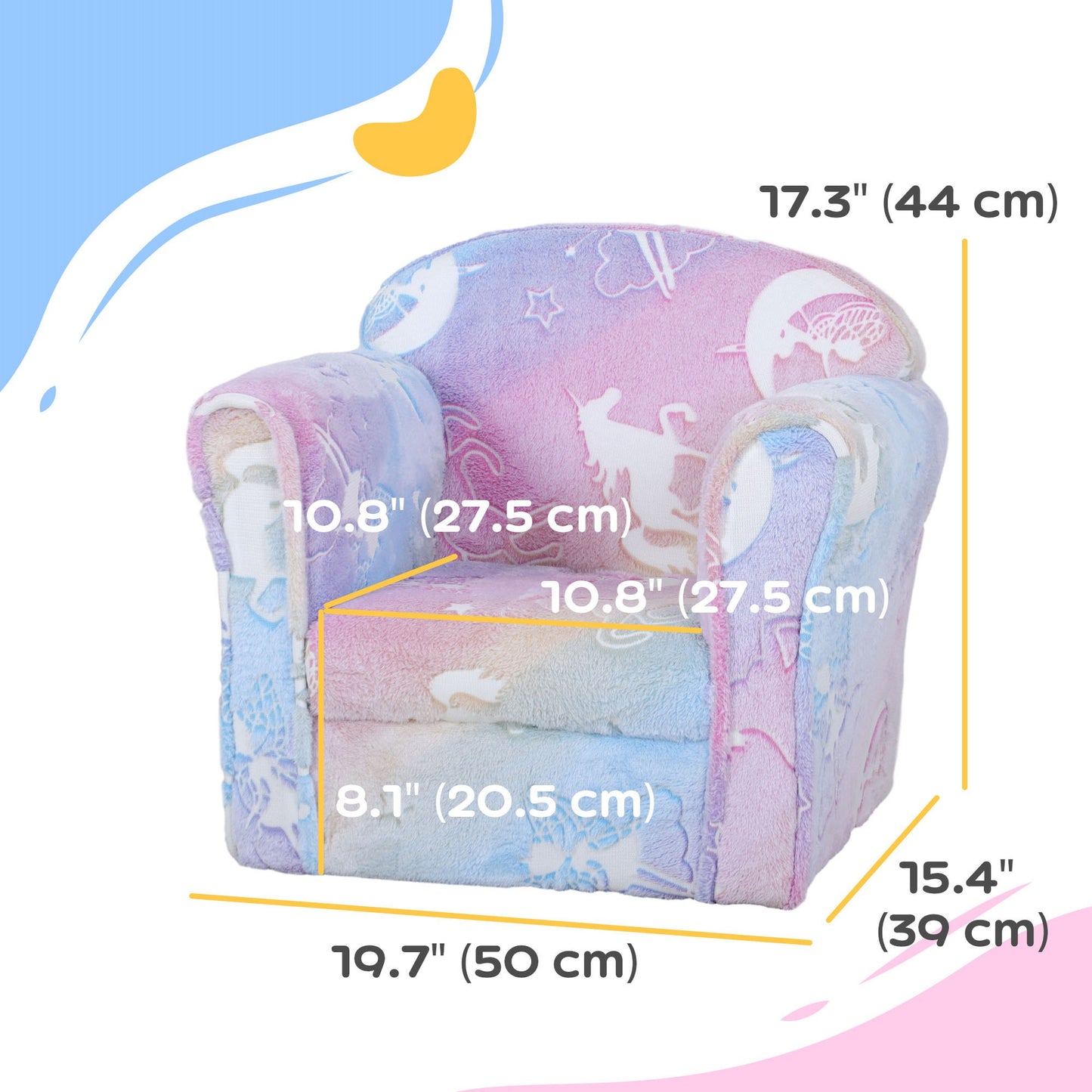 Chaise pour tout-petits, design féerique lumineux, cadre en bois, de 18 à 36 mois, multicolore