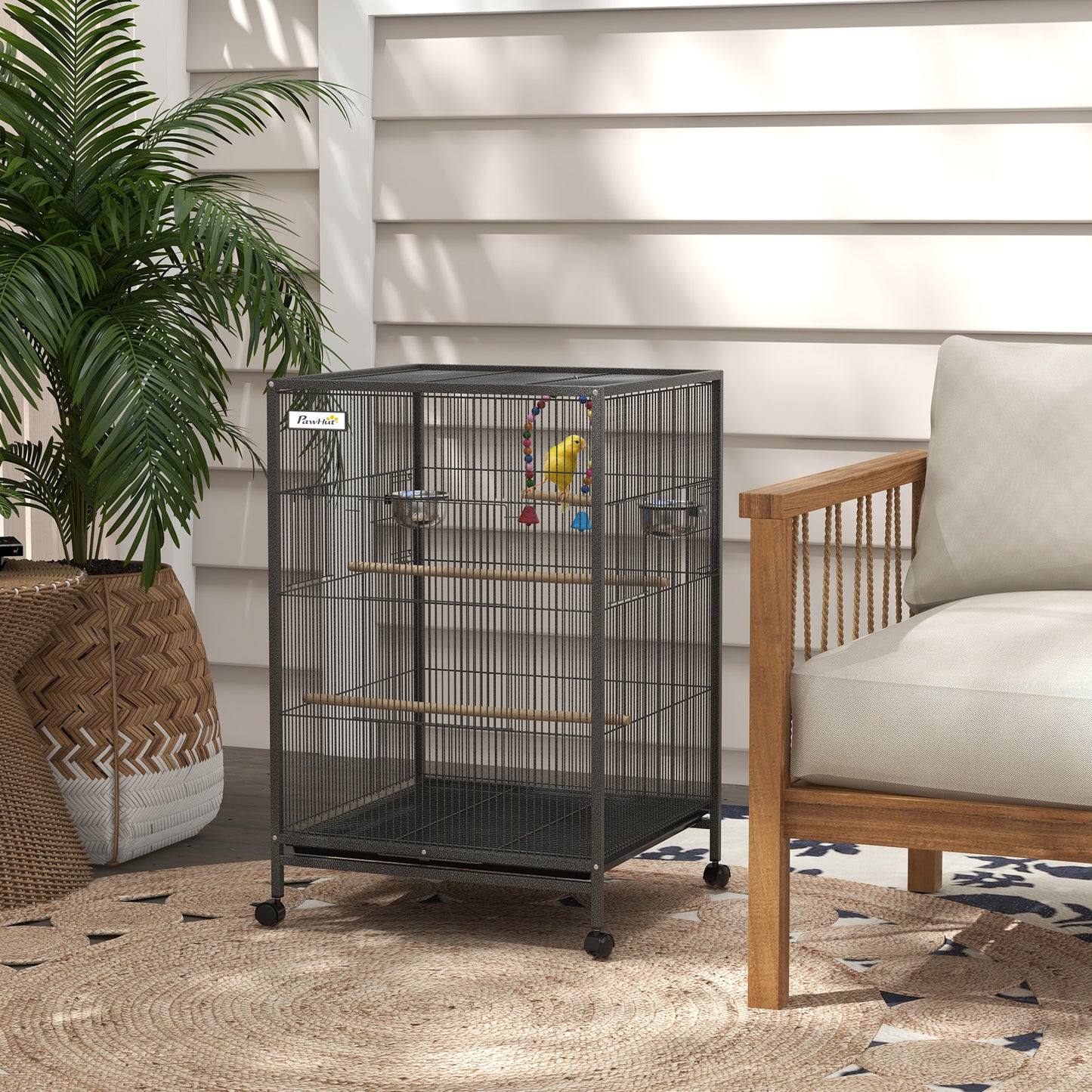 Cage à oiseaux pour perroquets, inséparables, perruches et pinsons, gris