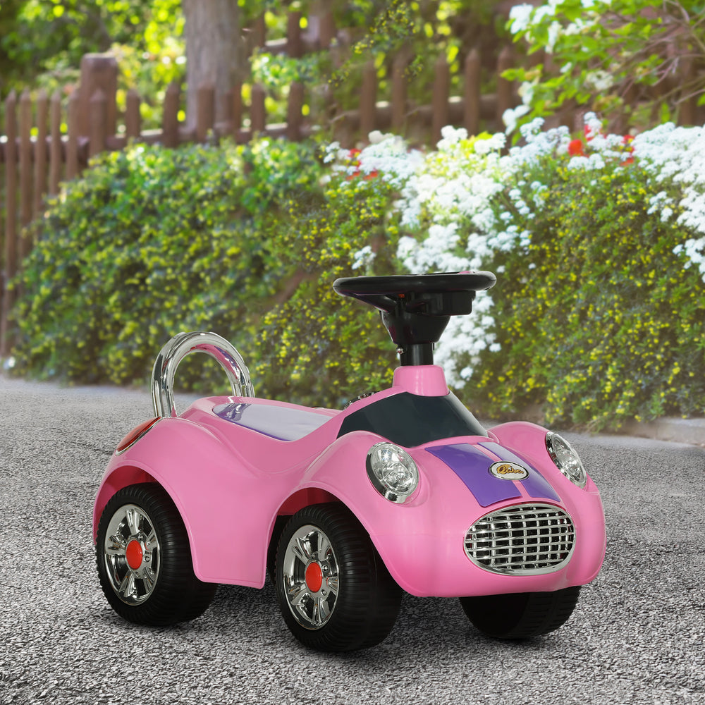 Voiture à pousser pour bambin avec musique, klaxon et lumière, rose