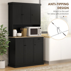 Buffet de cuisine avec support pour four à micro-ondes, noir