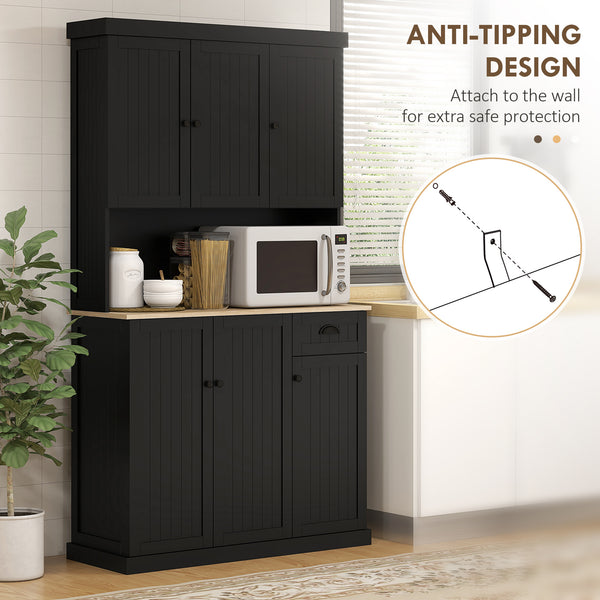 Buffet de cuisine avec support pour four à micro-ondes, noir