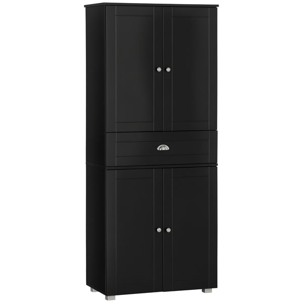 Meuble de rangement moderne avec 4 portes et 3 étagères réglables, noir