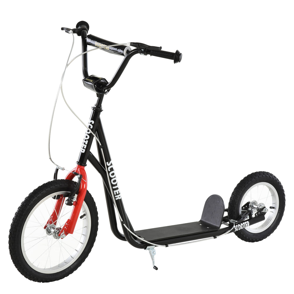 Trottinette avec guidon réglable et roue gonflable en caoutchouc de 16 pouces, noire