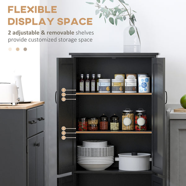 Garde-manger à 4 portes à plusieurs étages, noir