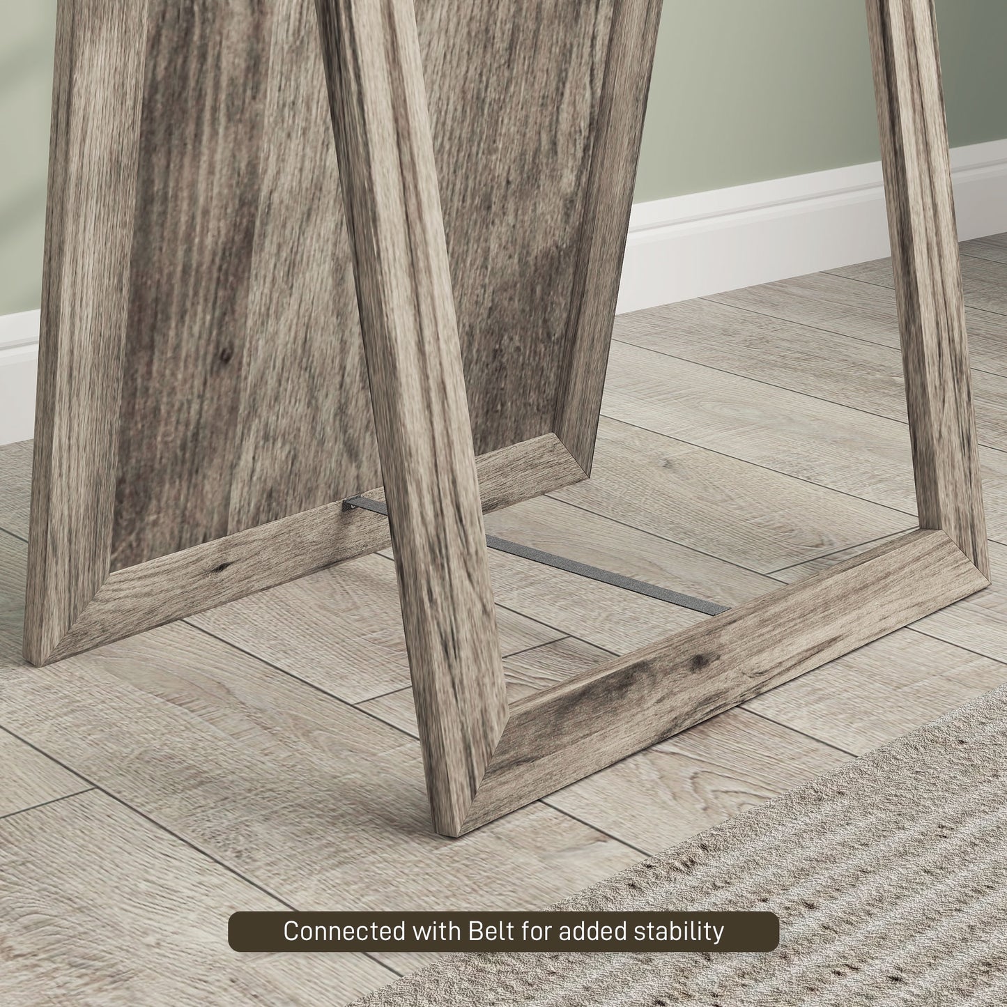 Miroir intégral pour chambre à coucher, salon, grain de bois gris