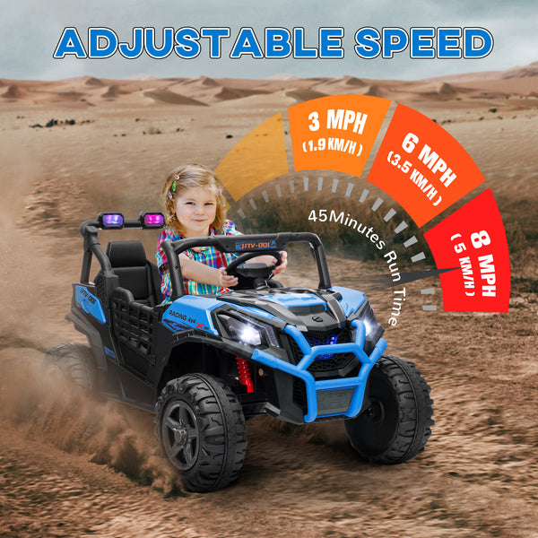 24V 2-seater electric car for children with remote control, 3 speeds, blue