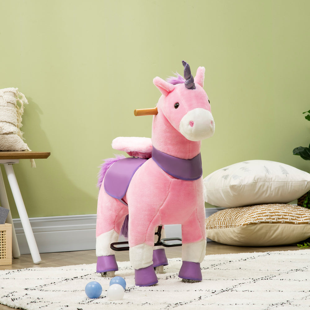 Jouet poney mécanique avec roues, rose