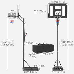Panier de basket portable avec poids libre, roulettes et base remplissable